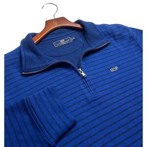 Vineyard Vines Men's Saltwater‎ 1/4 Zip Stripe Martime Blue Size M